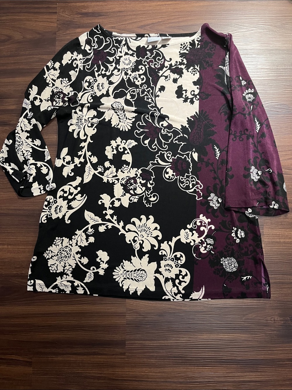 Chico's Black, Cream & Plum Floral